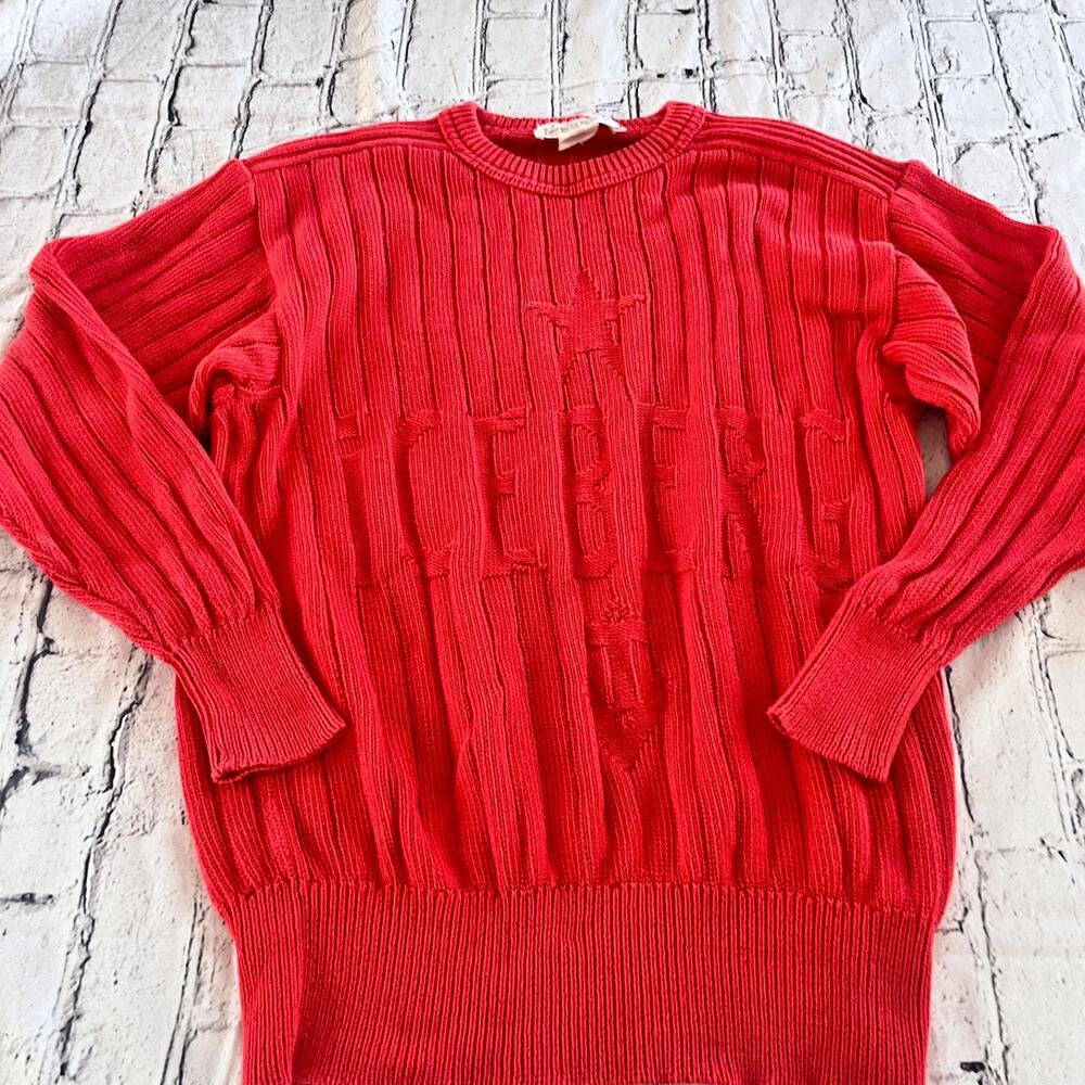 Iceberg Vintage Designer Red Logo Spell Out Long Sweater Size 2 / S? Y2K Cotton
